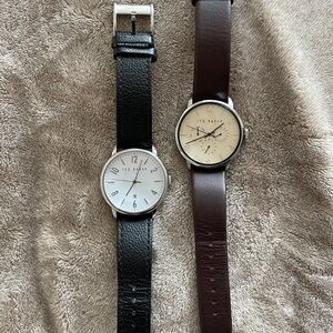 Ted Baker Black and Brown Leather Strap Watches